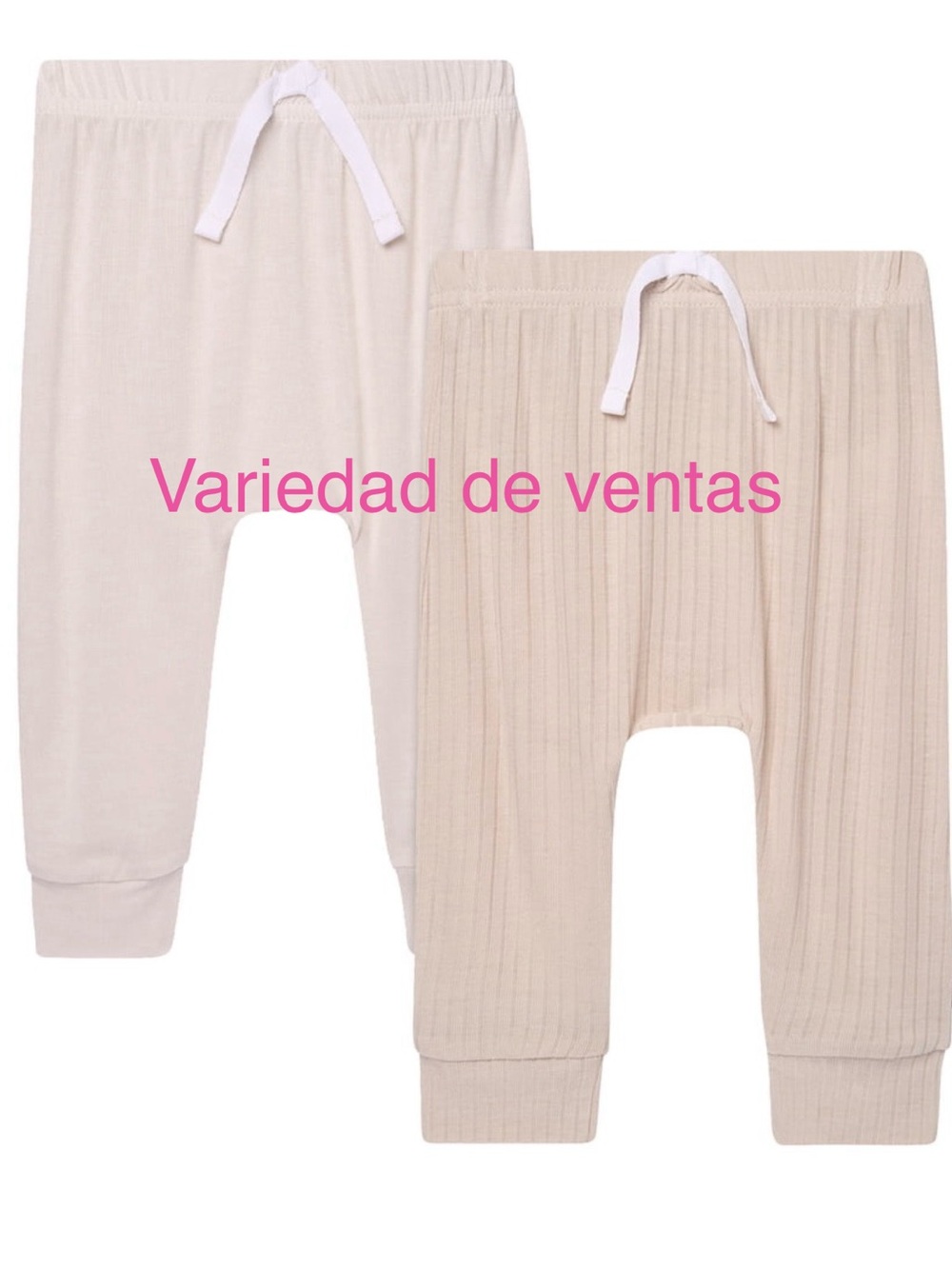 Toddler Ribbed and Smooth Cream Pajama Pants - 2-Pack